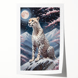 Close-up of a rolled canvas print featuring a vibrant cheetah design, showcasing intricate details and bold colors, perfect for wildlife-themed decor.