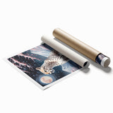 Cheetah-themed wall art print showcasing a vibrant, colorful design with intricate patterns, elegantly rolled for easy display and storage, ideal for animal lovers' decor.