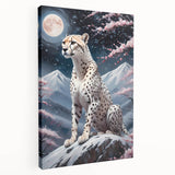 Cheetah wall art design on stretched canvas showcasing a side view of a sleek, spotted cheetah in a natural habitat, perfect for animal lovers' decor.