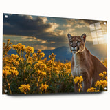 Acrylic wall art featuring a detailed side view of a cougar design, showcasing vibrant colors and intricate details, ideal for wildlife enthusiasts and home decor.