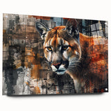 Acrylic glass wall art collection featuring a side view of a stylish cougar design, showcasing vibrant colors and intricate details, perfect for animal lovers.