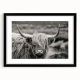 Black-framed wall art featuring a detailed cow design, highlighting intricate patterns and textures, perfect for animal lovers looking to enhance home decor.