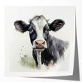 Glossy wall art print featuring a vibrant cow design, showcasing bold colors and intricate patterns, ideal for animal lovers and modern home decor.