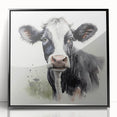 Framed acrylic wall art featuring a striking black-and-white cow design, showcasing intricate details and a modern aesthetic, perfect for animal lovers and home decor enthusiasts.