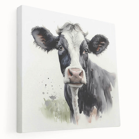 Stretched canvas wall art featuring a vibrant cow design, showcasing intricate details in bold colors. Perfect for animal lovers and home decor enthusiasts.