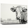 Acrylic wall art piece featuring a vibrant cow design from the Animals A Wild Life collection, displayed in a side view with pins for mounting, showcasing its colorful details and artistic craftsmanship. Perfect for adding a unique touch to home decor.