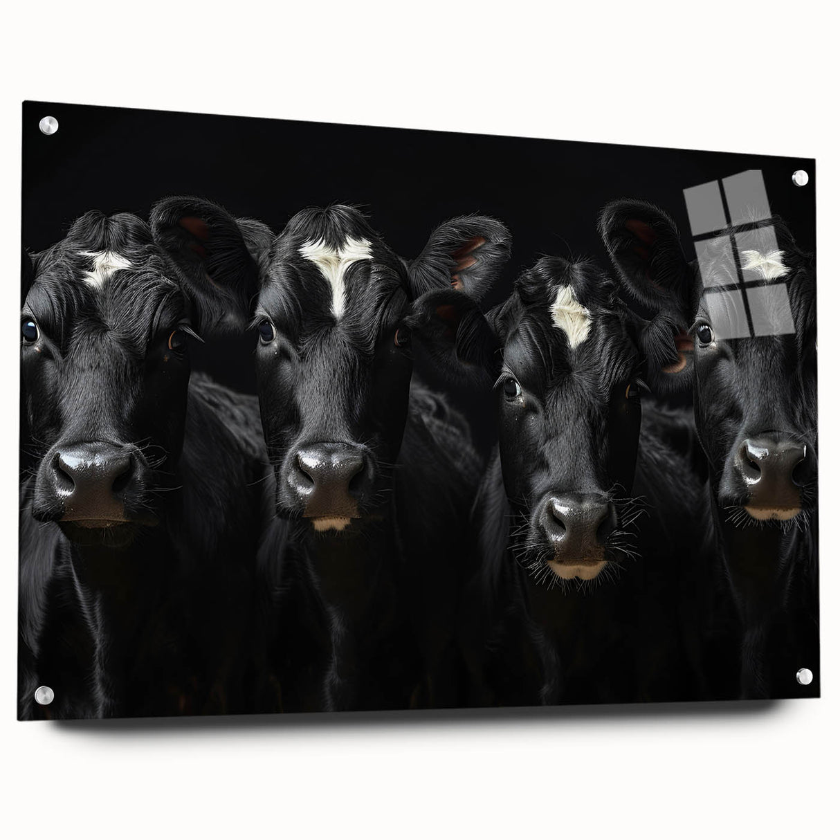 Side view of a vibrant acrylic wall art piece featuring a colorful cow design, showcasing intricate details and textures, ideal for animal-themed decor.