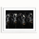 Framed wall art collection showcasing a cow design, featuring a white mat and sleek frame, perfect for adding a rustic touch to home decor. Ideal for animal lovers and farmhouse aesthetics.
