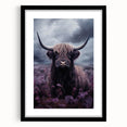 Black-framed wall art featuring a detailed cow design from the "Animals A Wild Life" collection, showcasing intricate patterns and vibrant colors, perfect for animal lovers and modern decor.
