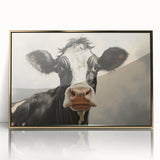 Framed wall art featuring a striking cow design in a wild life theme, accented with gold detailing, perfect for modern decor and animal lovers. The acrylic front adds a sleek finish, enhancing the vibrant colors of the artwork.