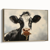Framed wall art showcasing a detailed cow design in a wild-life theme, featuring a gold frame and vibrant colors, perfect for animal lovers and home decor.