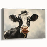 Framed canvas wall art showcasing a striking cow design from the "Animals - A Wild Life" collection, displayed from a silver side view, perfect for adding a modern touch to any decor.