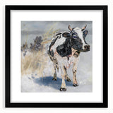 Black-framed wall art featuring a striking cow design from the "Animals A Wild Life" collection, showcasing intricate details and vibrant colors, perfect for animal lovers and home decor enthusiasts.