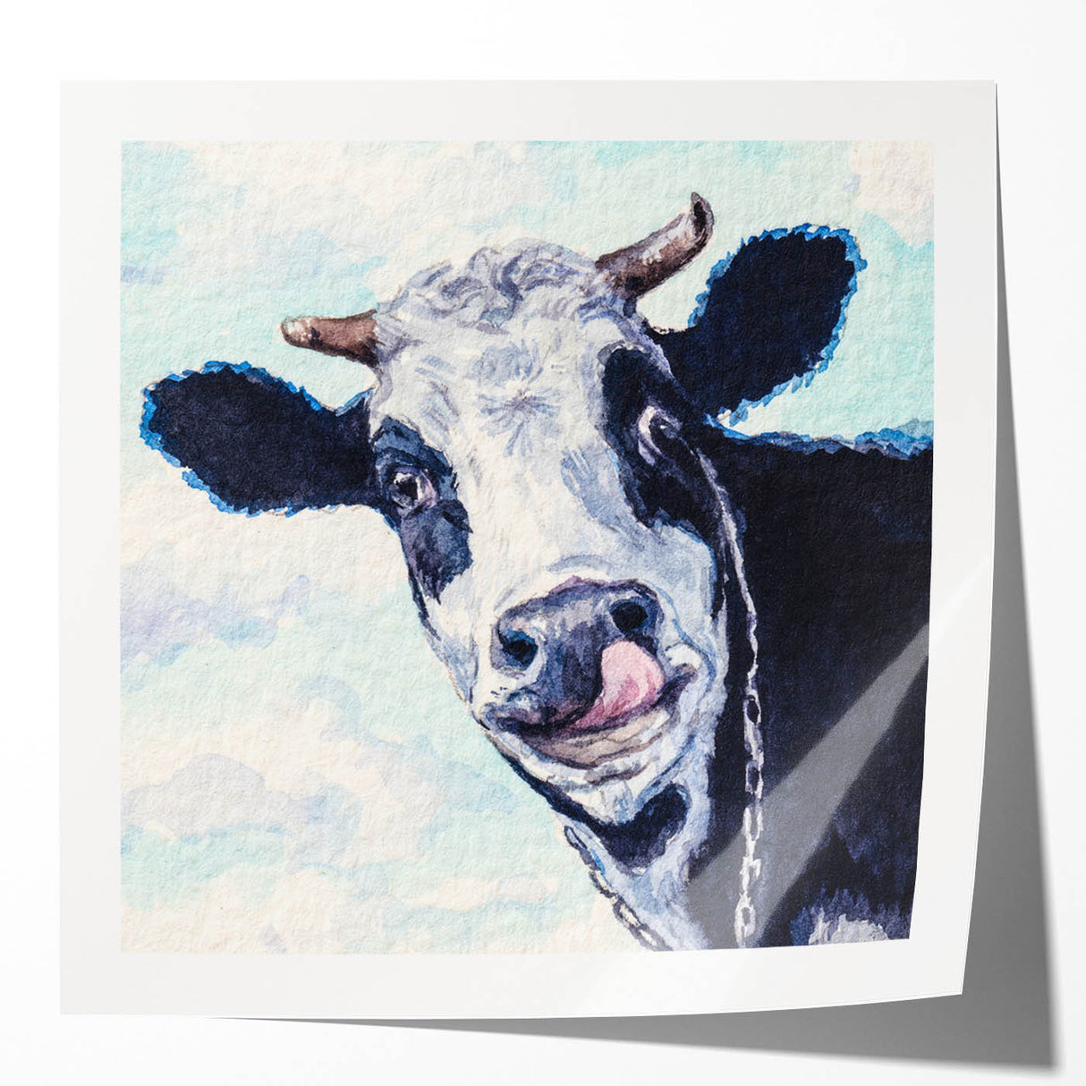 Glossy wall art print showcasing a vibrant cow design from the "Animals: A Wild Life" collection, perfect for adding a touch of nature-inspired decor to any space. Ideal for animal lovers and home decorators, this artwork features rich colors and detailed illustrations that celebrate wildlife.