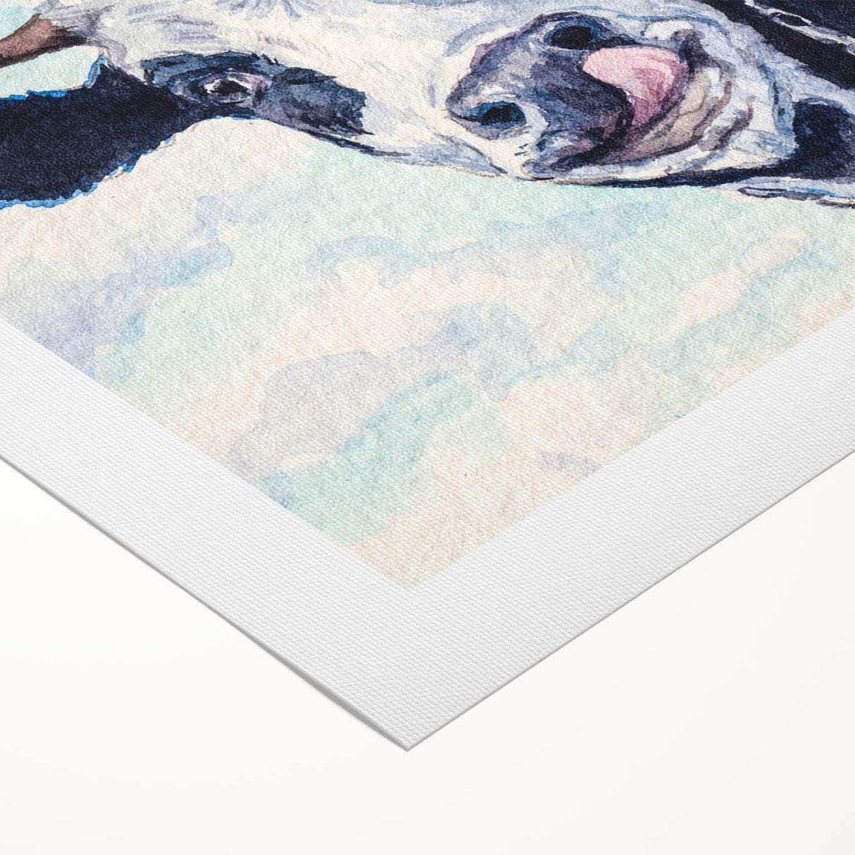 Rolled canvas wall art showcasing a colorful cow design inspired by wildlife, featuring vibrant hues and intricate patterns, perfect for animal lovers' home decor.