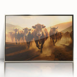 Framed acrylic wall art featuring a striking cow design from the Animals A Wild Life collection, displayed with a silver frame, ideal for modern decor.