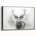 Framed wall art featuring a striking deer design in a black frame, showcasing vibrant colors and intricate details, perfect for nature-inspired decor. This piece adds a touch of wilderness to any interior space.