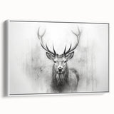 Framed canvas wall art showcasing a serene deer design in a natural setting, featuring a white border. Perfect for enhancing home decor with a touch of wildlife elegance.