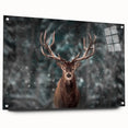 Side view of a wall art collection featuring a vibrant acrylic glass deer design, showcasing intricate details and vivid colors, perfect for wildlife enthusiasts.