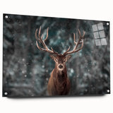 Side view of a wall art collection featuring a vibrant acrylic glass deer design, showcasing intricate details and vivid colors, perfect for wildlife enthusiasts.