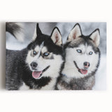 Stretched canvas wall art showcasing a vibrant design of playful dogs in various poses, perfect for adding a lively touch to any pet lover's home decor.