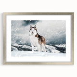 Framed wall art collection featuring a stylish design of dogs in vibrant colors, set in a silver frame with a mat for an elegant presentation. Perfect for animal lovers.