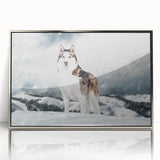 Framed wall art featuring a modern design of playful dogs in a wild life theme, showcased in a sleek silver frame, perfect for animal lovers’ decor.