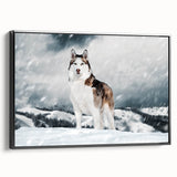 Framed canvas wall art depicting a vibrant collection of wild dogs in a natural setting, showcasing detailed textures and colors, perfect for animal lovers.