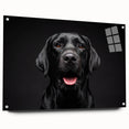 Acrylic wall art featuring a vibrant, colorful design of various dog breeds, showcased from a side view with visible pins, ideal for pet lovers' home decor.