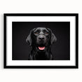Framed wall art featuring a captivating design of various dog breeds in a colorful, artistic style, set against a sleek black mat. Ideal for pet lovers and home decor enthusiasts.