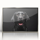 Framed acrylic wall art featuring a stylized design of wild dogs in a vibrant, colorful setting, showcasing intricate details and a contemporary silver frame. Perfect for animal lovers and modern decor enthusiasts.