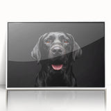 Framed acrylic wall art featuring a vibrant design of various dog breeds, showcasing their unique characteristics against a clean white background, perfect for animal lovers.
