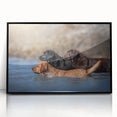 Framed wall art design showcasing a striking black and white illustration of various dog breeds in a wild setting, perfect for animal lovers and home decor enthusiasts.