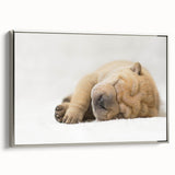 Framed wall art featuring a stylish silver border showcasing a vibrant dog design, perfect for animal lovers, enhancing home decor with a modern touch.