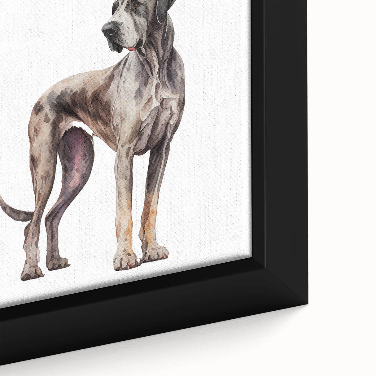 Close-up of a framed canvas wall art featuring a vibrant design of wild dogs in their natural habitat, showcasing rich colors and intricate details. Perfect for animal lovers and home décor enthusiasts.