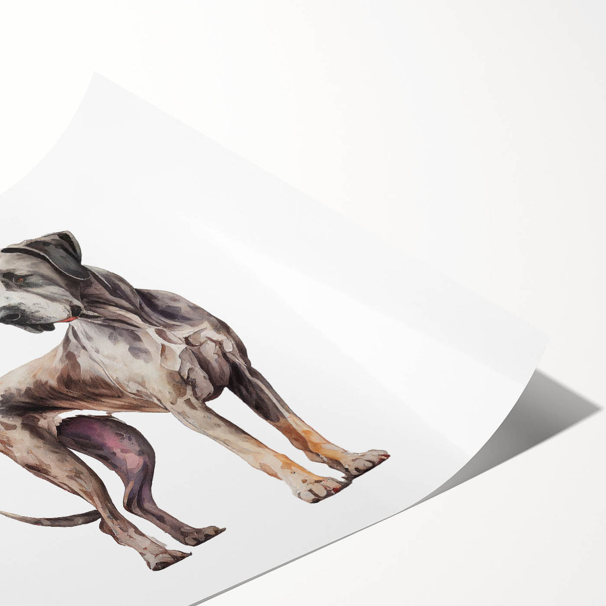 Colorful wall art print featuring a whimsical design of various dog breeds set against a vibrant background, showcasing a playful and artistic representation of animals. Ideal for pet lovers, this rolled print is perfect for home decor or gifts, adding charm to any space.
