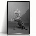 Framed black acrylic wall art featuring a vibrant design of dogs in a wild life theme, showcasing detailed colors and playful expressions, ideal for animal lovers.