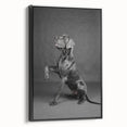 Framed canvas wall art showcasing a vibrant dog design from the "Animals: A Wild Life" collection, featuring a sleek black frame and side view, perfect for pet lovers’ decor.