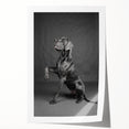 Rolled print of a vibrant dog-themed wall art design featuring various breeds in playful poses, ideal for animal lovers, presented in a protective tube.