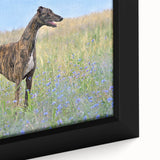 Close-up of a framed wall art piece featuring a colorful dog design from the "Animals a Wild Life" collection, showcasing vibrant colors and intricate details. Perfect for pet lovers and home decor enthusiasts.