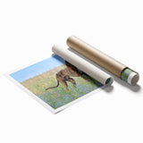 Colorful wall art print showcasing a vibrant design of various wild dogs, ideal for animal lovers and decor enthusiasts, rolled for easy display and storage.