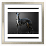 Silver-framed wall art collection featuring six vibrant dog designs, showcasing various breeds in playful poses, perfect for animal lovers' home decor.