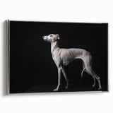 Framed canvas wall art showcasing a wild dog design in a silver frame, perfect for animal lovers and modern home decor. Ideal for adding a touch of nature.
