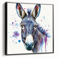 Framed wall art featuring a side view of a donkey design, showcasing intricate details and textures on a black background, ideal for animal lovers and home decor enthusiasts.
