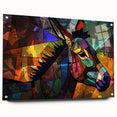 Side view of a donkey wall art piece from the "Animals A Wild Life" collection, showcasing vibrant colors on acrylic glass with pin fixtures, perfect for modern decor.