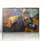Framed wall art featuring a silver-accented donkey design, showcasing intricate details of the animal against a minimalist background, ideal for modern decor.