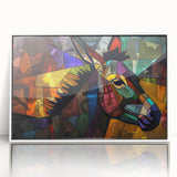Framed wall art collection featuring a whimsical donkey design, showcasing vibrant colors and intricate details, set in a sleek white frame, perfect for animal lovers.