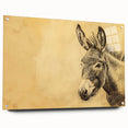 Acrylic glass wall art piece featuring a side view of a donkey design from the Wild Life collection, showcasing intricate details and vibrant colors. Ideal for animal lovers and home decor enthusiasts.