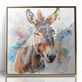 Framed wall art featuring a striking donkey design from the "Animals A Wild Life" collection, showcasing a gold acrylic front. Perfect for animal lovers and modern decor.