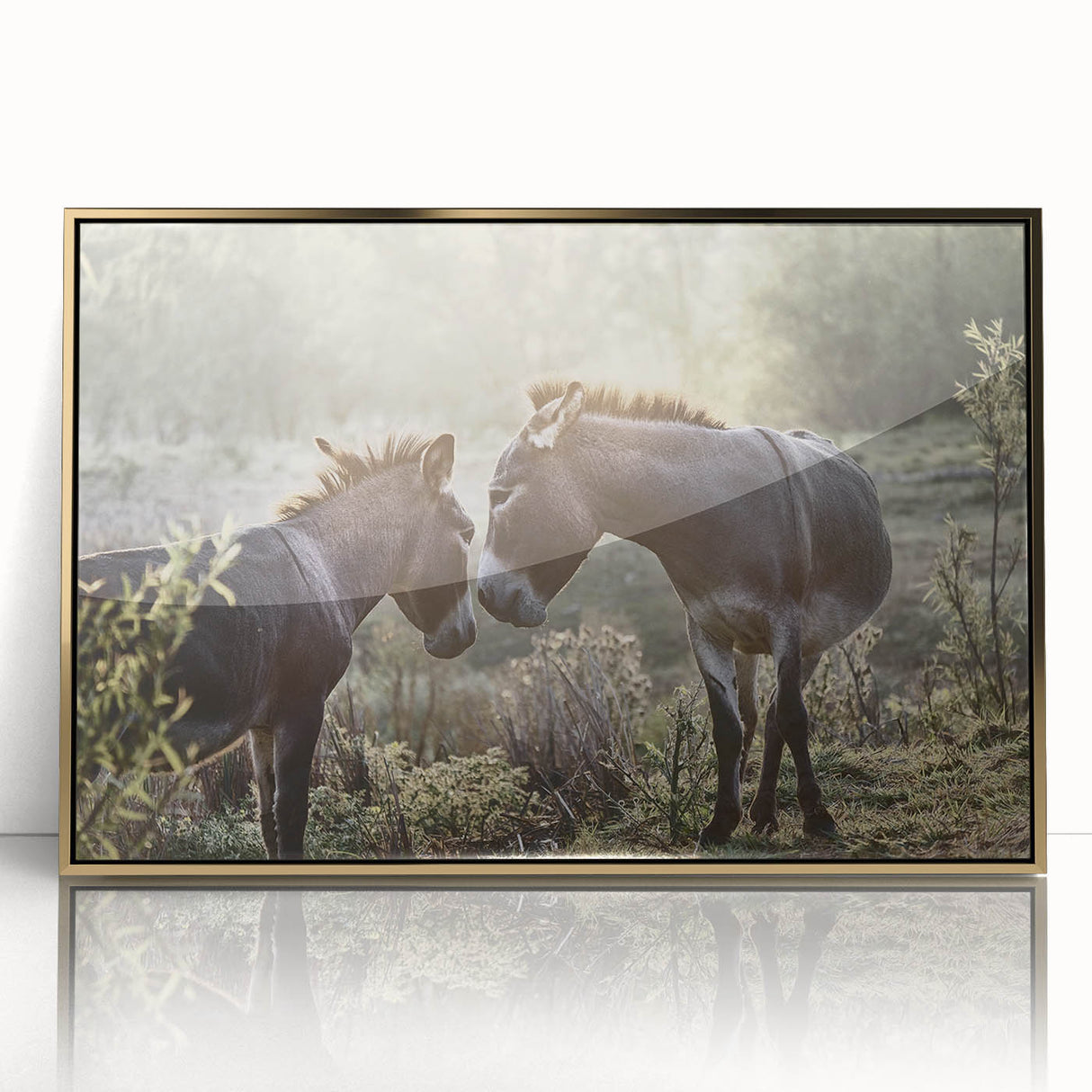 Framed wall art featuring a striking golden donkey design in an artistic style, set against a neutral background, ideal for animal lovers and modern decor.